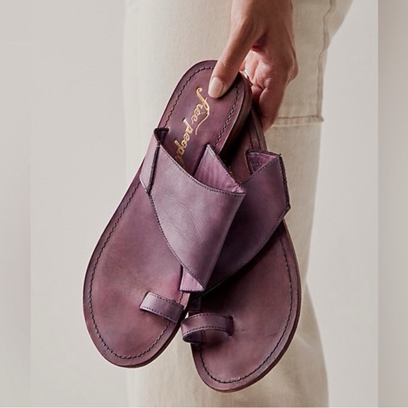 Free People Sant Antoni Leather Toe Loop Slide Sandals Lilac 10 - Picture 1 of 6